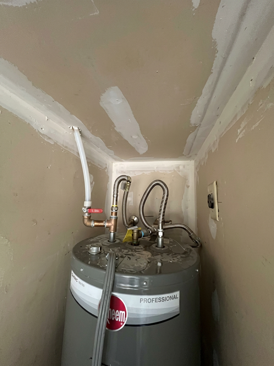 New water heater supply line connections