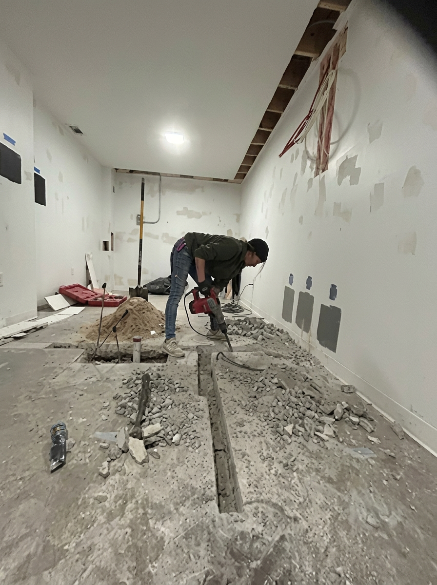 Sub-floor drain line replacement
